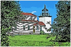 Fort Point Lighthouse with Keepers Bulding in Maine